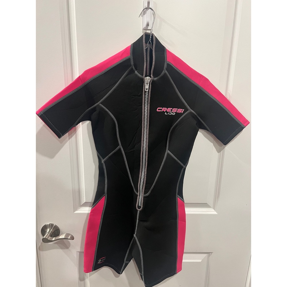 Cressi Womens Wetsuit Lido Shorty Front Zip Black Pink XS